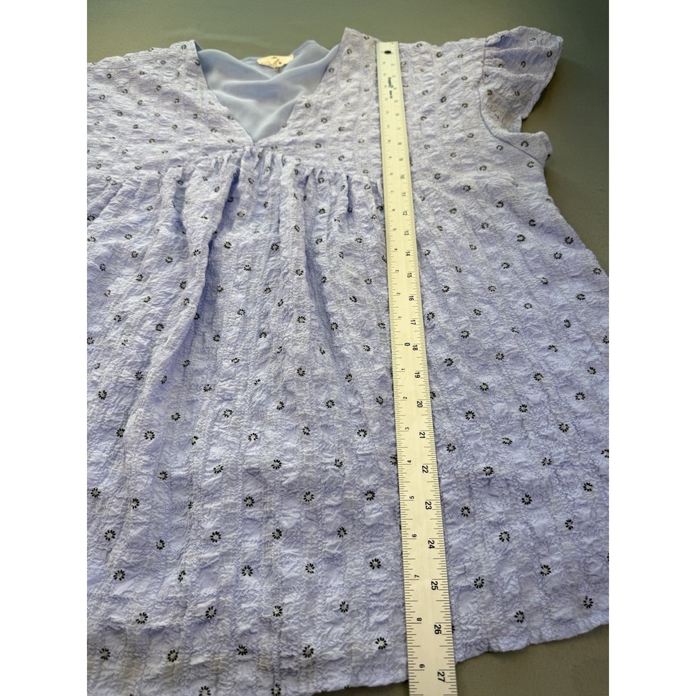 Entro Embroidered Boho Babydoll Blouse Blue Lined Floral Hippie Cottage Core 1X - Picture 9 of 10